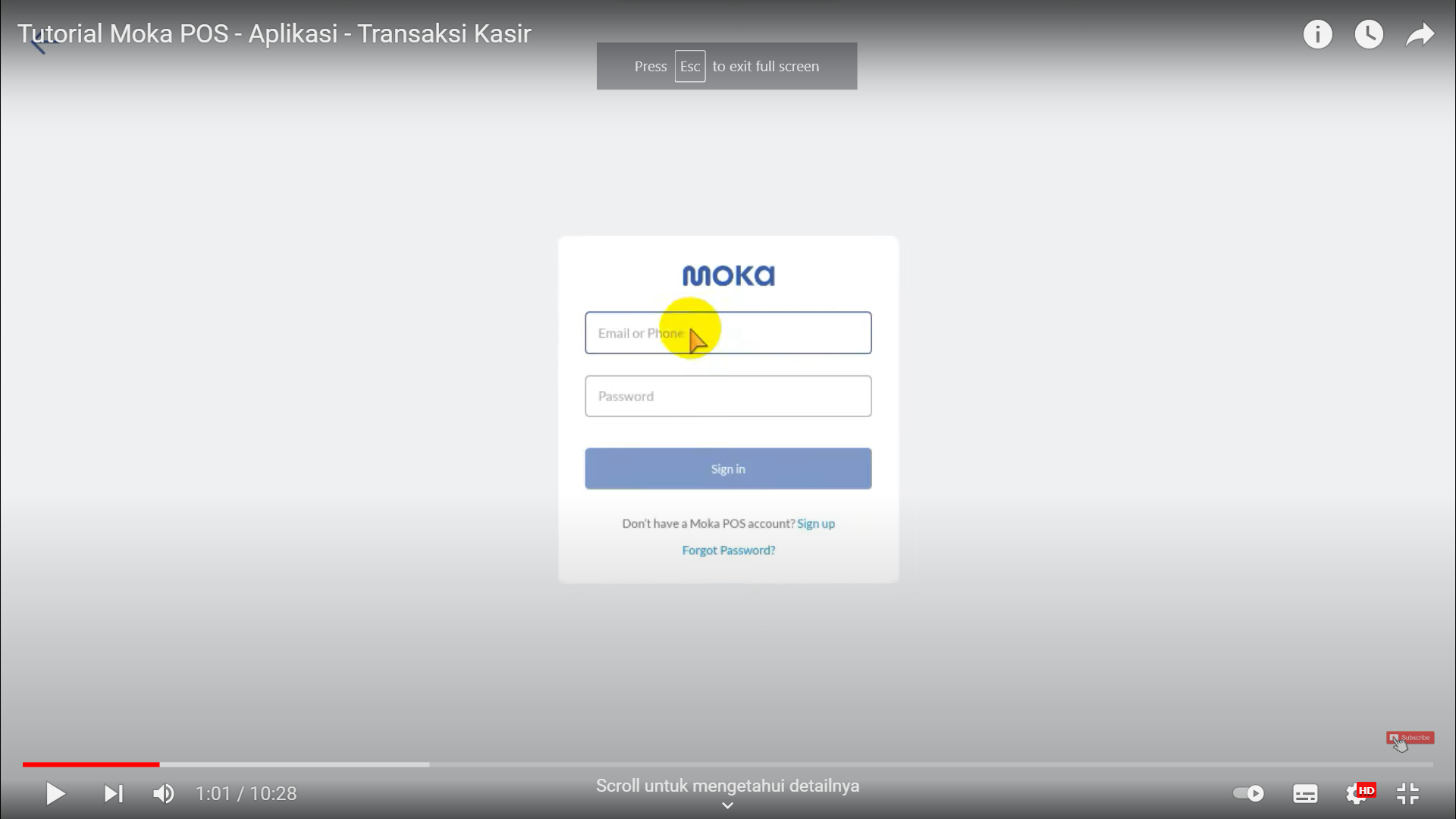 Screenshot tentang sistem MokaPOS yang menyediakan fitur masuk akun bagi penjual/pemilik toko